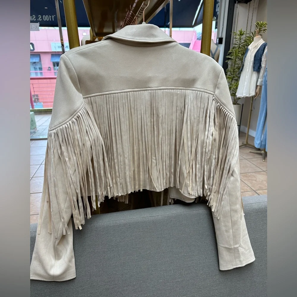 Fringe Cream Jacket faux suede - Picture 8 of 8